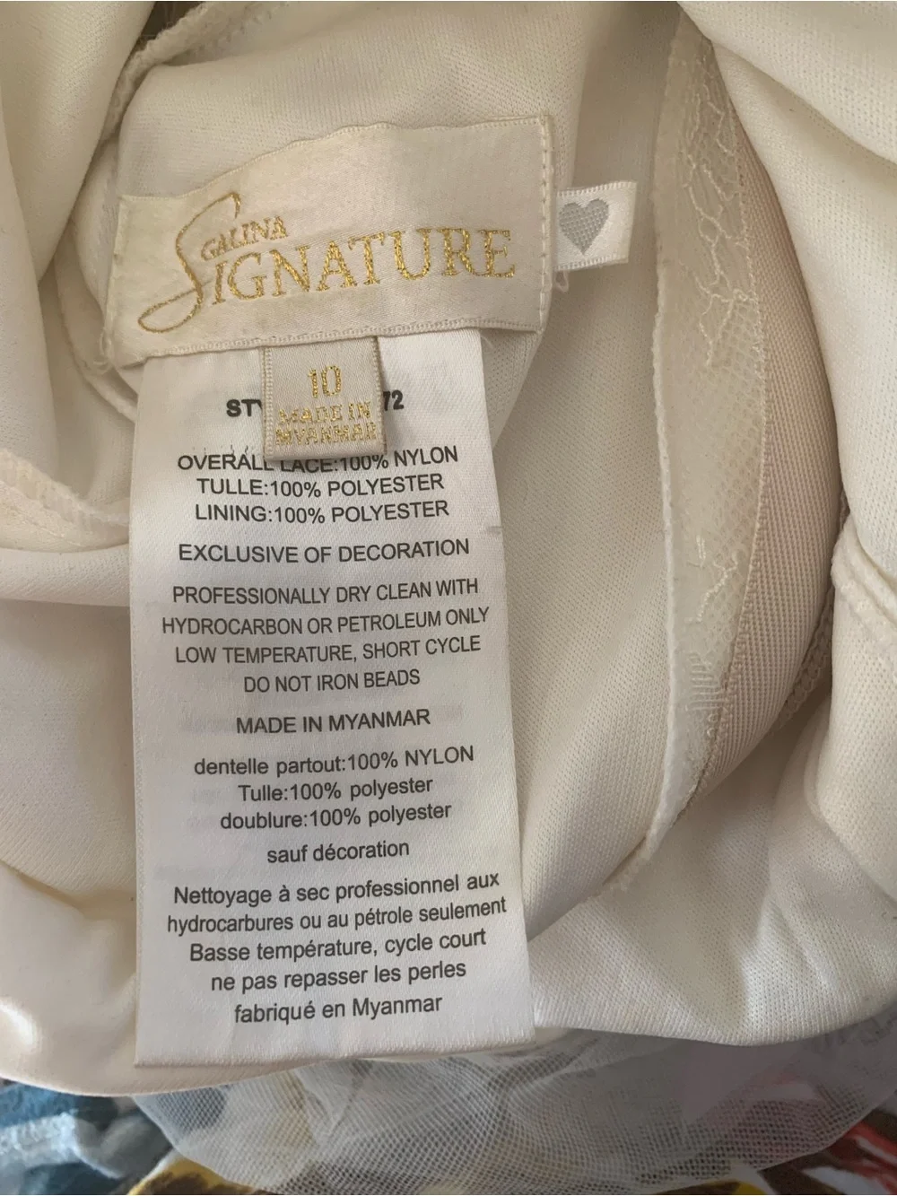 Galina Signature Ivory Lace V-Neck Wedding Gown SWG 772 - Picture 9 of 11